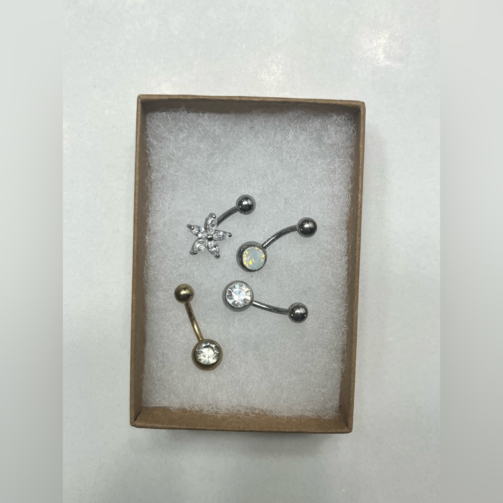 Set Of Silver And Gold Belly Button Rings